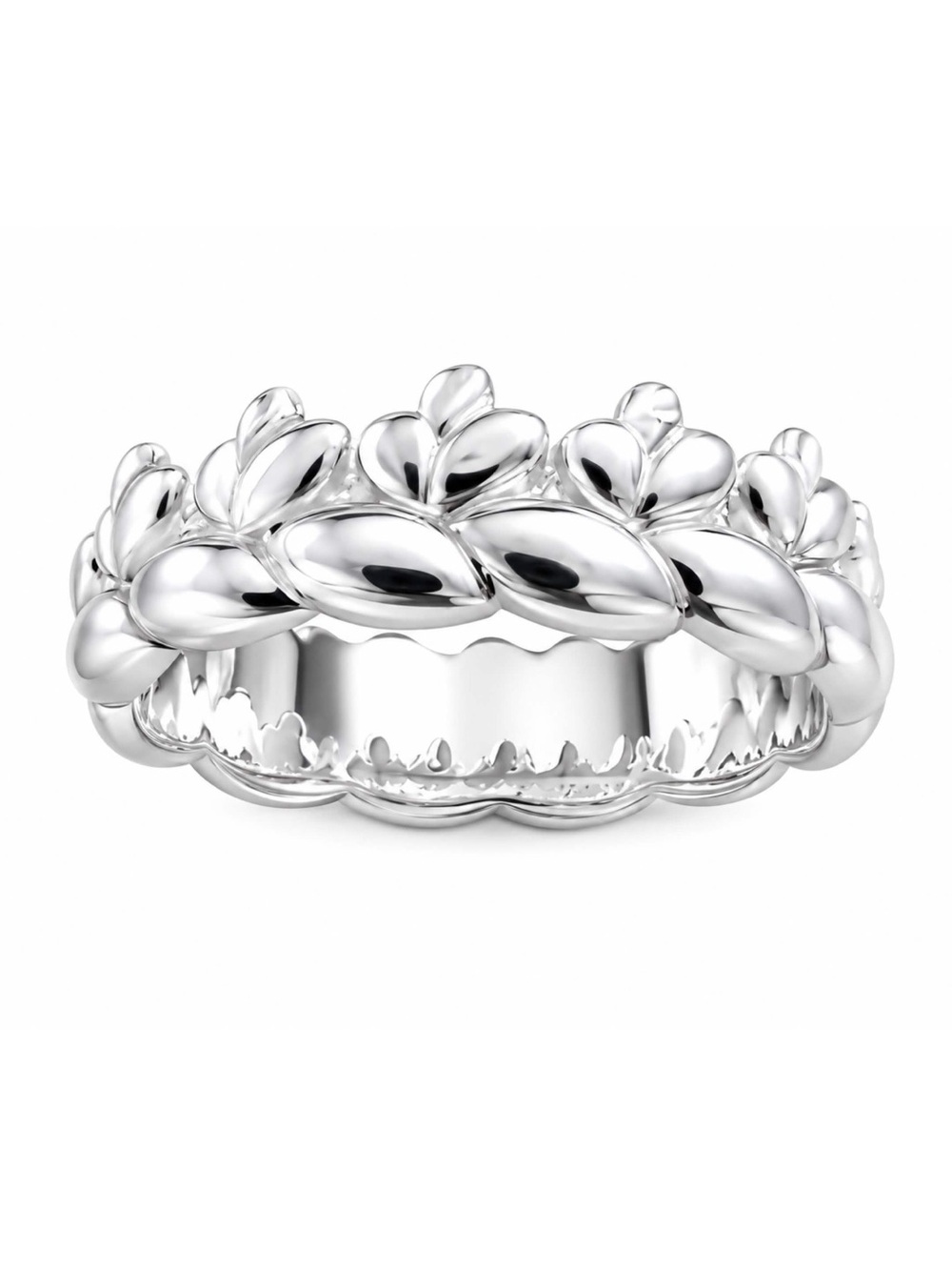 CHRISTOFLE • Babylone Heart Motif Sterling Silver Midi Band Ring